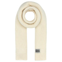 MIU MIU Cashmere Knit Scarves Women's Beige
