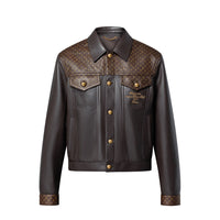 LOUIS VUITTON Embellished Leather Trucker Jacket