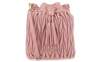 MIU MIU Leather Bucket Bags Shoulder Bags Women's Pink