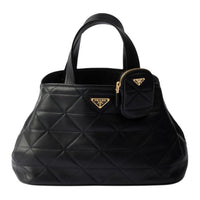 PRADA Leather Shoulder Bag Crossbody Bag Handbag Medium Size Women's Black