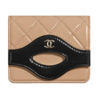 CHANEL Leather Wallet Women's Brown & Black