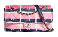 CHANEL Gold-Tone Lock One Shoulder Handbag Crossbody Bag Women's Pink/Black