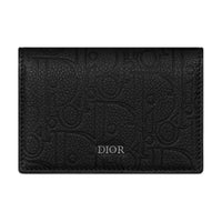 DIOR Gravity Print Leather Card Holder Men's Black