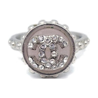 CHANEL Rhinestone Silver-Plated Rings Women's Silver