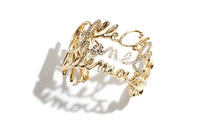 CHANEL Metal Rhinestone Crystal Bangles Women's Gold