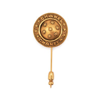 CHANEL 1980s Logo embossed Circular Brooch