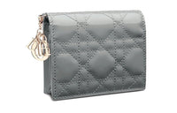 DIOR Lady Dior Patent Leather Cowhide Wallet Women's Candy Color Rock Gray