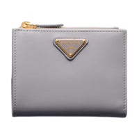 PRADA Leather Wallet Small Size Women's Wisteria Gray