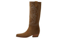 HERMES Folk Knee-high Boots 3.5cm Women's Brown