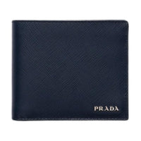 PRADA Leather Wallet Men's Marine Blue & Light Gray