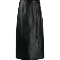 CELINE Leather Long Skirts Women's Black