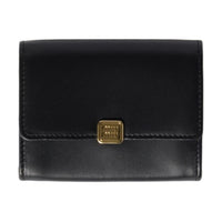 MIU MIU Cow Leather Card Holder Women's Black