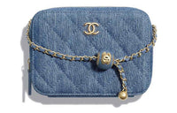 CHANEL Denim Denim Crossbody Bag Shoulder Bag Women's Blue