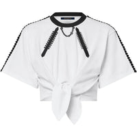 LOUIS VUITTON Graphic Lace Embroidery Self-Tie T-Shirt