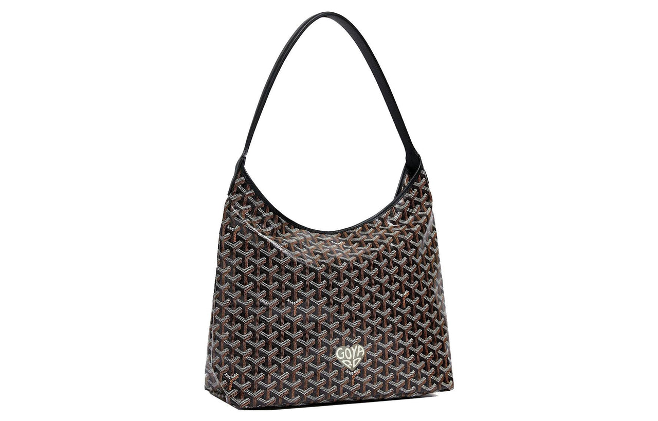 GOYARD Bohème Hobo Canvas With Leather Hobo Bag Shoulder Bag Shoulder Bag Women's Black/Gray Green Small Heart Edition