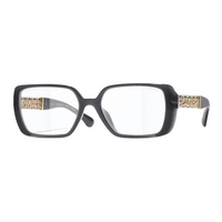 CHANEL Metal Acetate Calfskin Square Functional Glasses Unisex Black