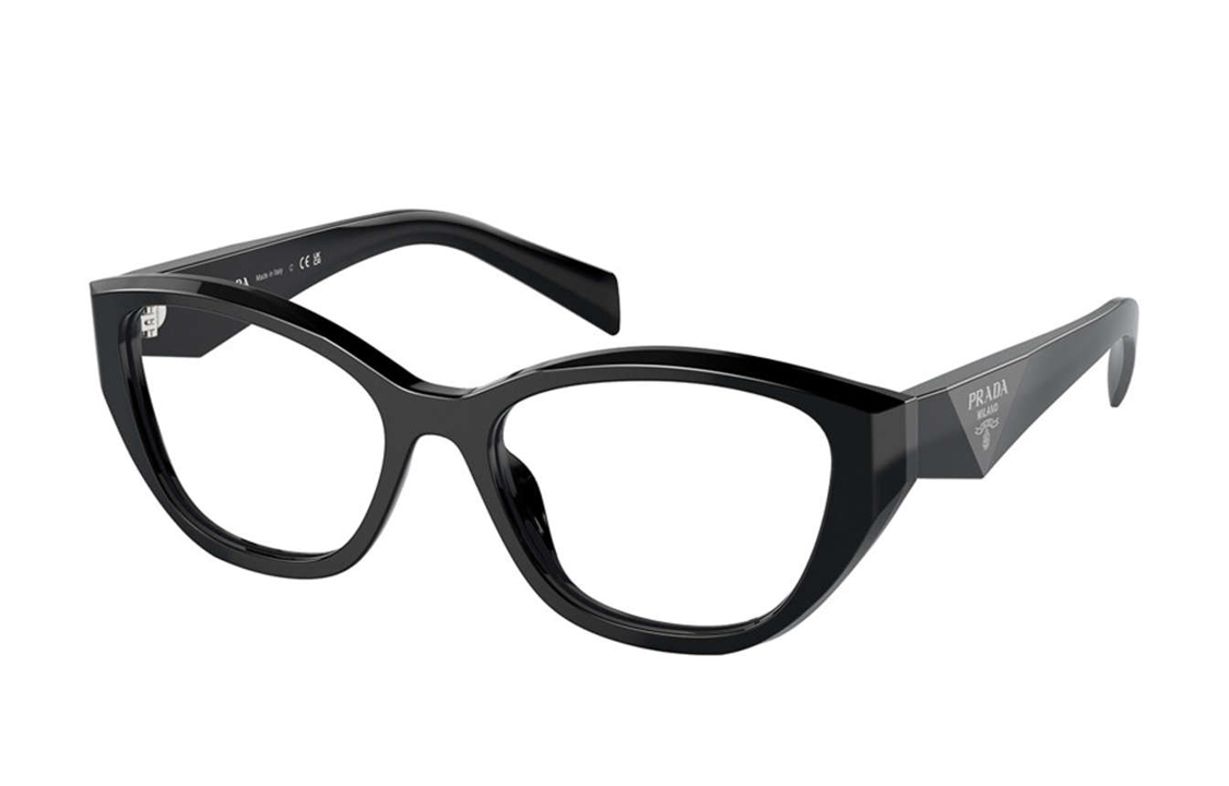 PRADA Acetate Irregular Shape Eyeglass Frames Men's Black