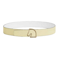 HERMES Calfskin Leather Belts Men's Light Yellow Width 3.8CM