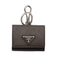 PRADA Saffiano Calfskin Earphone Case Women's Smoke Gray