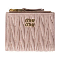 MIU MIU Leather Wallet Trumpets Women's Powder