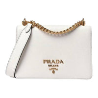 PRADA Saffiano Leather Crossbody Bag, Shoulder Bag Regular Women's White
