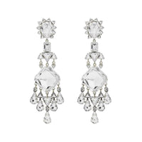 SAINT LAURENT Crystal Earrings Women's Silver