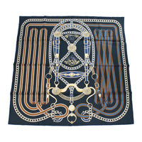HERMES Silk Silk Scarves Women's Marine Blue