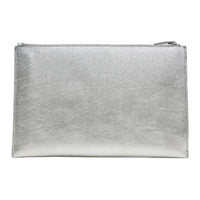 SAINT LAURENT Calfskin Clutch Women's Silver