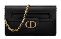 DIOR Smooth Cow Leather Handbags Shoulder Bags Women's Black
