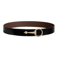 HERMES Calfskin Leather Belts Men's Black Brown Width 3.8CM