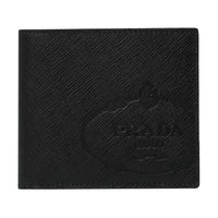 PRADA PRADA Luggage Collection Cow Leather Card Clip Wallets Men's Black