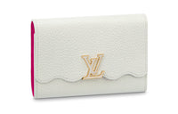 LOUIS VUITTON Capucines Cow Leather Wallet Women's White/Rose Red