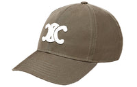CELINE Cotton Baseball Caps Unisex Khaki Green