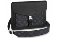LOUIS VUITTON Cow Leather Shoulder Bag Men's Black Gray