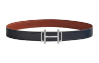 HERMES Leather Belts Women's Marine Blue/Ochre Red