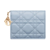 DIOR Lady Dior Lambskin Wallet Mini Women's Blue