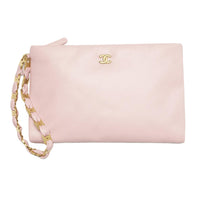 CHANEL Lambskin Clutch Women's Light Pink