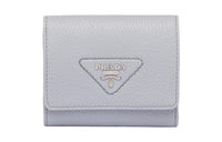 PRADA Leather Wallet Mini Women's Light Blue