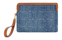 CELINE Denim With Calfskin Clutch Small Size Women's Blue