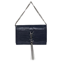 SAINT LAURENT Cow Leather Crossbody Bag, Shoulder Bag Women's Marine Blue