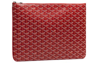 GOYARD SENAT Canvas With Leather Wallet Toiletry Bag Clutch Unisex Red