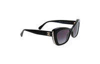 CHANEL Irregular Shape Sunglasses Women's Black