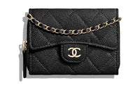 CHANEL Calfskin Shoulder Bag Crossbody Bag Wallets Women's Black