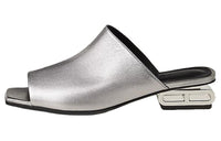 HERMES Slide Slippers Women's Gray Silver