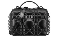 DIOR Caro Cow Leather Portable Crossbody Bag Shoulder Bag Regular Women's Black
