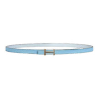 HERMES Calfskin Leather Belts Women's Sky Blue Width 1.3CM