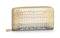 LOUIS VUITTON Zippy Plain Crocodile Leather Wallet Women's Metal Gold