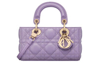 DIOR Lady D-JOY Wicker Pattern Sheepskin Shoulder Bag Crossbody Bag Handbag Extra Mini Women's Light Purple