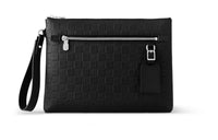 LOUIS VUITTON Cow Leather Clutch Men's Black