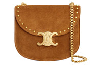 CELINE Besace Suede Calfskin Crossbody Bag, Shoulder Bag Women's Walnut